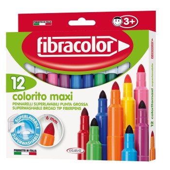 ΜΑΡΚΑΔΟΡΟΙ FIBRACOLOR COLORITO MAXI 12 τεμ. ΜΑΡΚΑΔΟΡΟΙ FIBRACOLOR COLORITO MAXI 12 τεμ.
