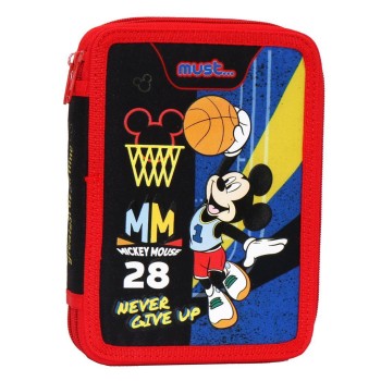 Κασετίνα Διπλή Γεμάτη Must Disney Mickey Mouse Never Give Up