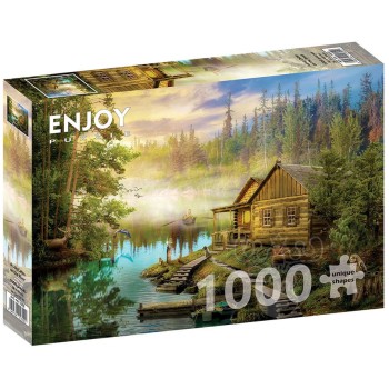 PUZZLE ENJOY - A Log Cabin on the River 1000pcs. PUZZLE ENJOY - A Log Cabin on the River 1000pcs.